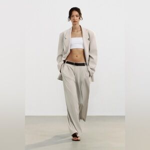 ZARA double pleat belted Pants